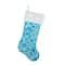 20.5" Sequin Snowflake Stocking with White Faux Fur Cuff, Blue
